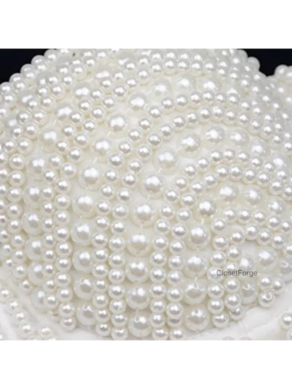 Pearls Beaded Bustier Crop Top Corset Bra White